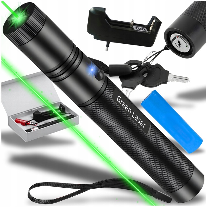 Мощен зелен лазер Avante, захранван от батерии, показалец, 90 км