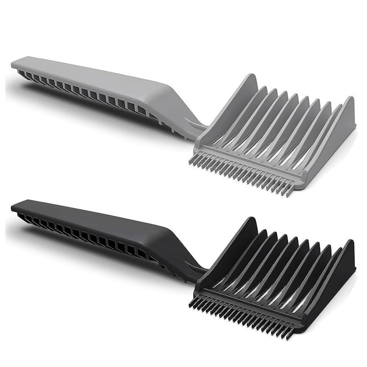 Set 2 perii de tuns pentru barbati, Axroad Mall, Pepteni pentru frizerie, Anti-static, Rezistente la caldura, Ergonomic, Pieptene profesional pentru frizerie, Pentru coafuri flattop, ABS, 20.5*8cm, Negru/Gri