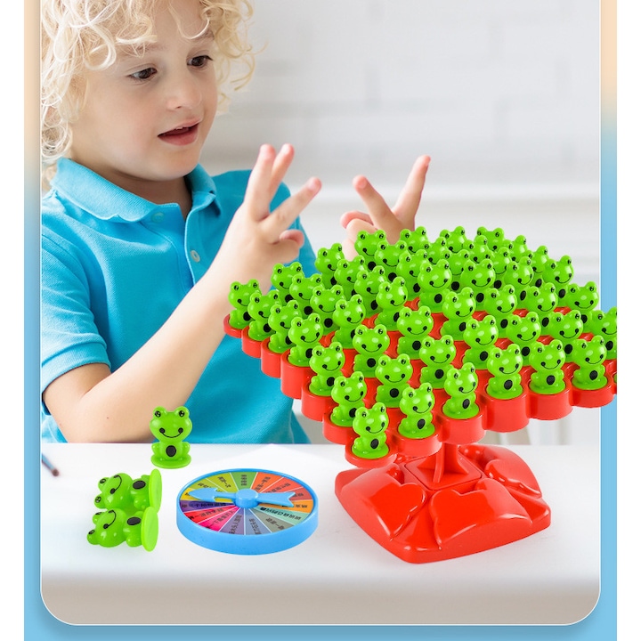 Set de Joc Broasca Balancing Tree, interactiv, potrivit pentru intreaga familie, Cadou mic, 14 x 7cm, rosu, verde