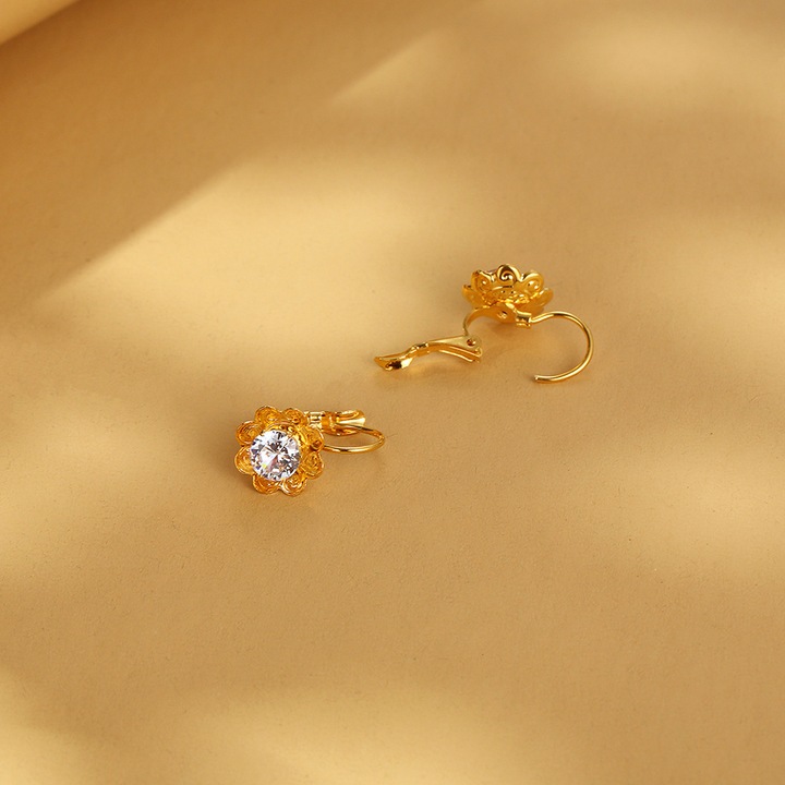 Дамски обеци с цветя, IMI, Титан, Позлатени, Злато