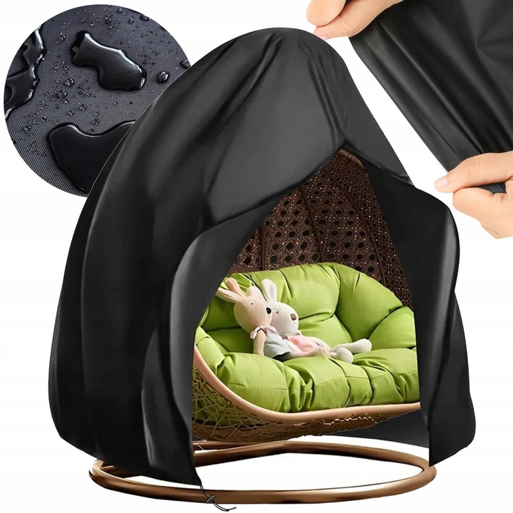 Husa de protectie impermeabila pentru leagan suspendat dublu, 230x200 cm, Negru