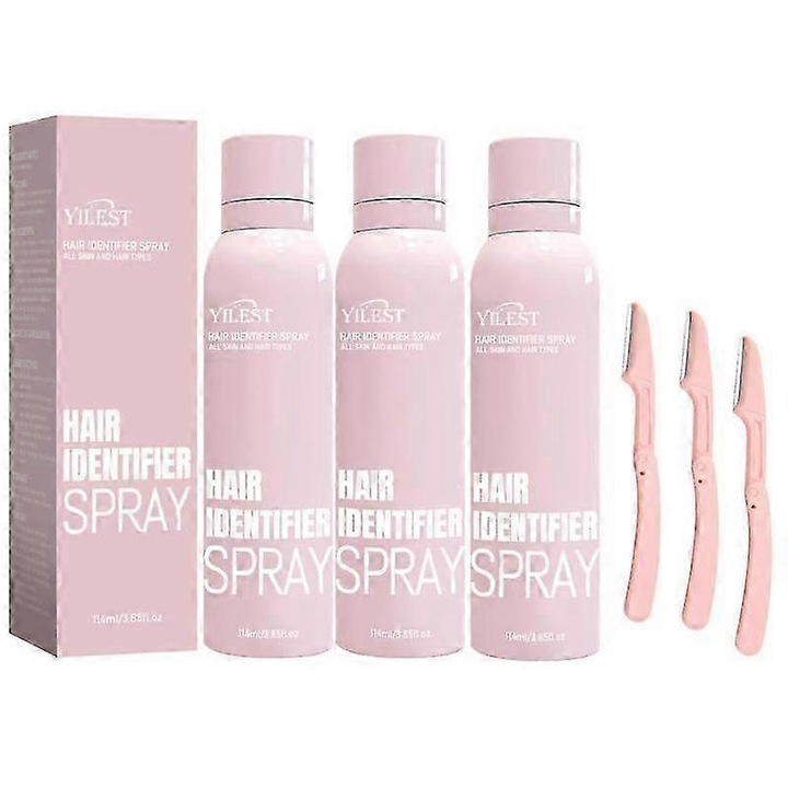 Spray identificare par facial, set 3x, pentru dermaplanare, 114g, non-invaziv, usor de utilizat