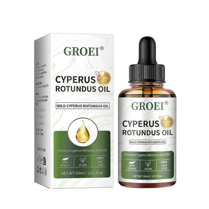 Козметично масло Cyperus Rotundus 100% натурално, Groei, намаляване на растежа на окосмяването по тялото, дълбока хидратация, 2 броя