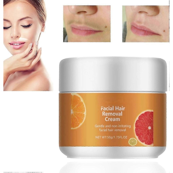 Crema depilatoare pentru fata, 50g, cu vitamina C, set 2 bucati, pentru piele neteda si radianta