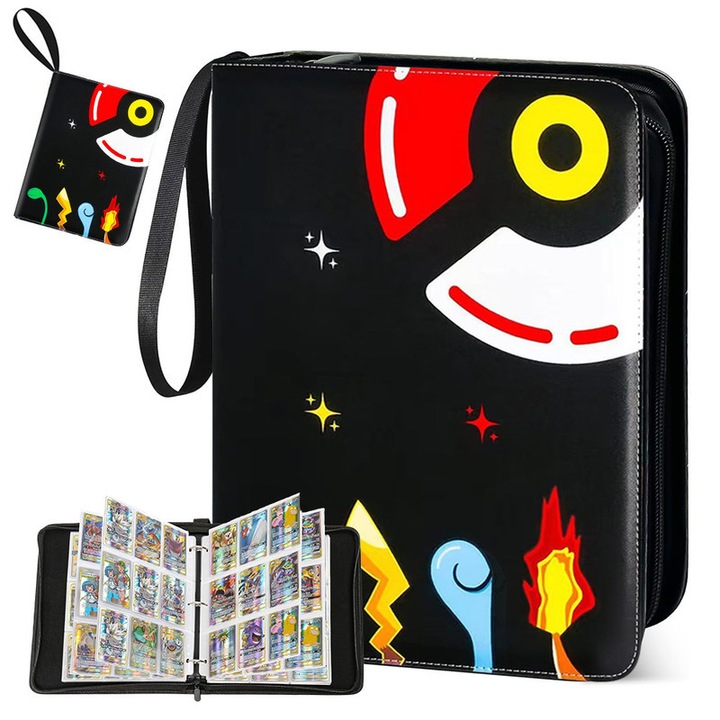 Албум за игрални карти, 900 карти, 50 страници, цветен дизайн, черен, 28x34x5 см