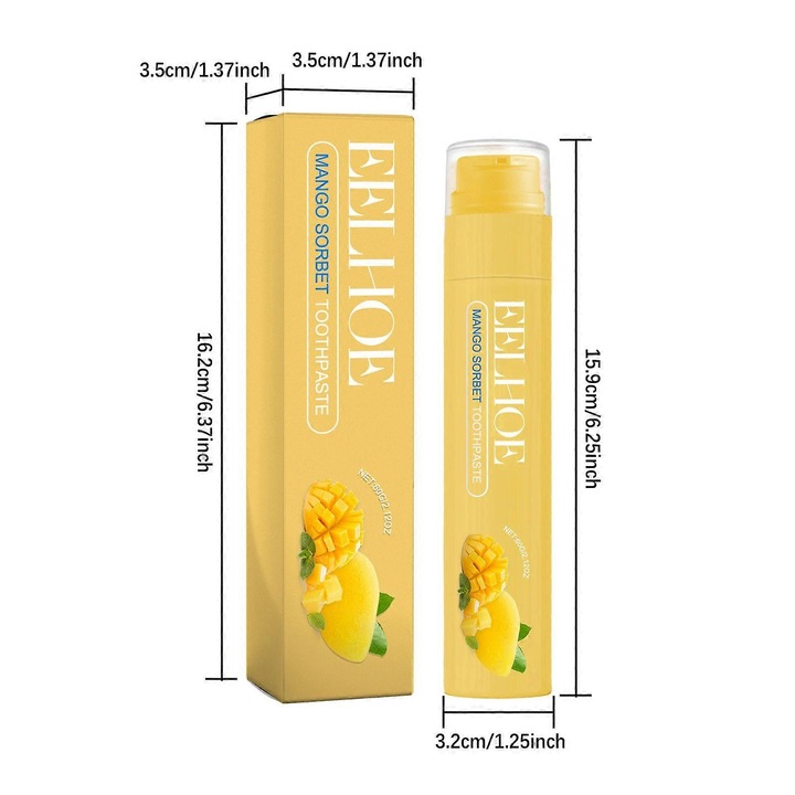 Gyümölcsízű fogkrém a frissítő leheletért, a fogak fehérítéséért, a sárgulás és a foltok eltávolításáért, fluorozott fogkrém 60g Fan0766 C