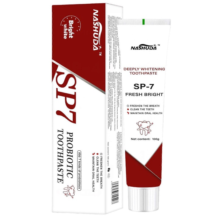 Probiotikus fehérítő fogkrém Fehérítő fogkrém Friss leheletet biztosító fehérítő fogkrém 100g