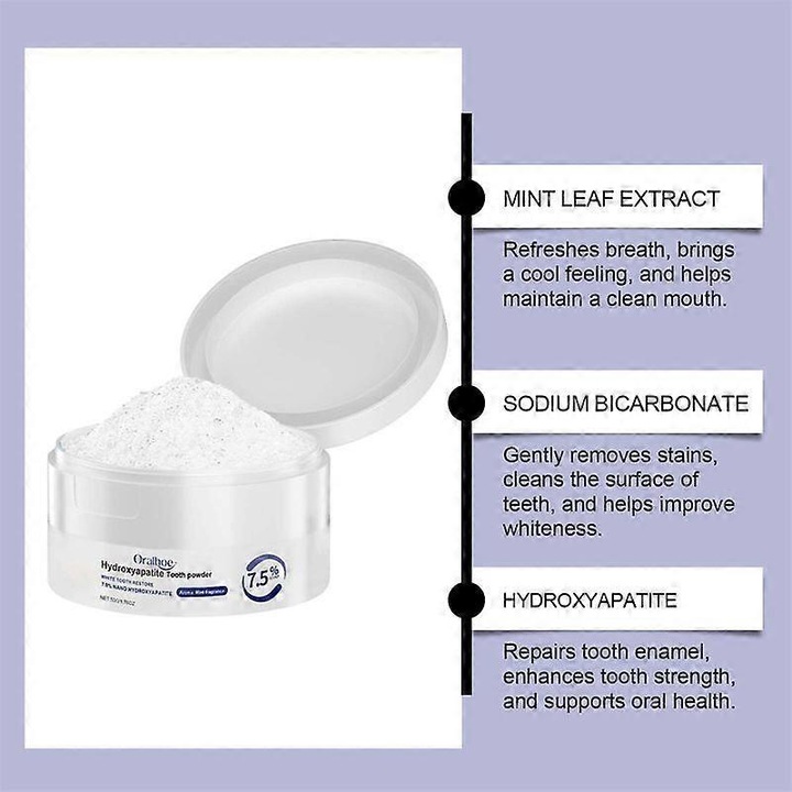 Hidroxiapatit fogpor a zománc védelmére és a fogak erősítésére, gyengéd és hatékony formula, friss lehelet, fluoridmentes fogpor 3 db-hoz