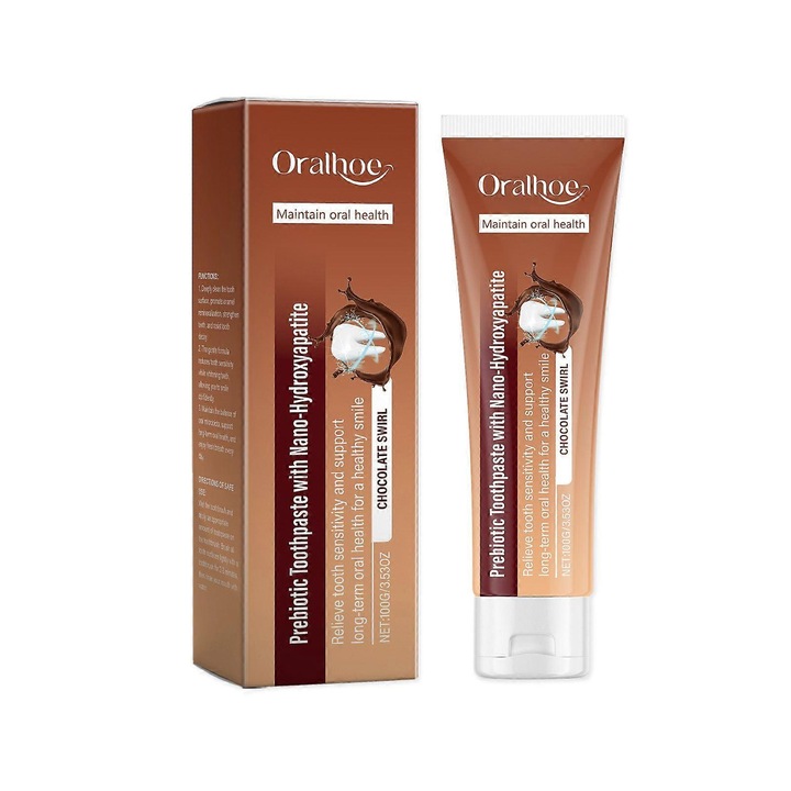 Nano hidroxiapatit fogkrém prebiotikumokkal, érzékeny fogakra, csokoládé örvény, friss lehelet, szájhigiénia ápolása 2 db