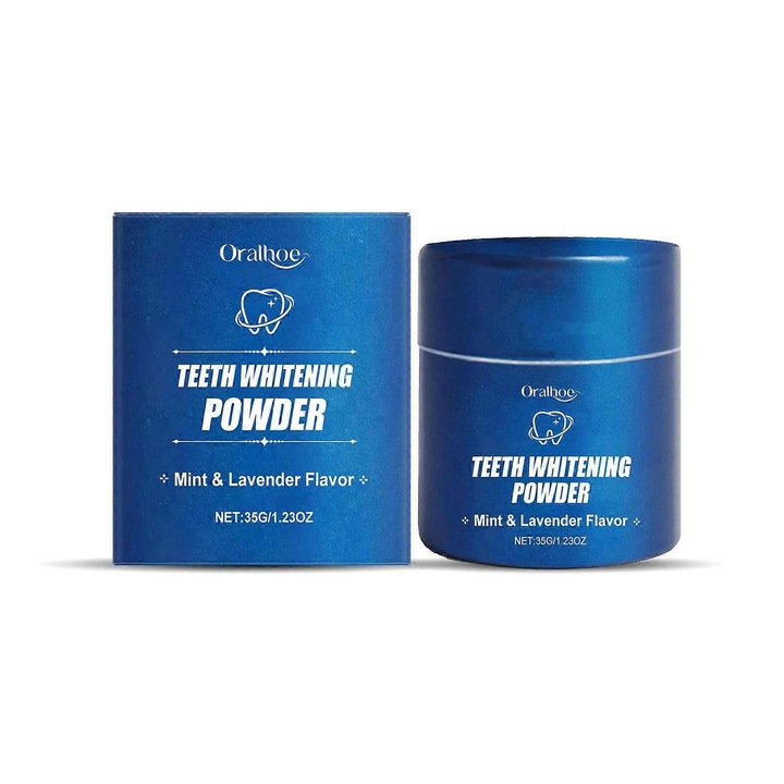 Fogkrém Fehérítő Por, Eltávolítja a Folteltávolítókat, Nem Érzékenyíti A Fogakat, Ínyvédelmet Tart, Friss Lehelet, Menta Levendula Ízű 2 db
