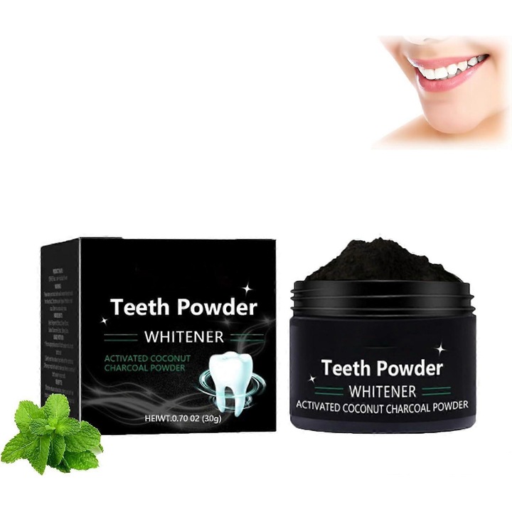 Természetes fogfehérítő por, hatékony fogfolt-eltávolító és fogkrém alternatíva, mélytisztító fogfehérítő 3 db