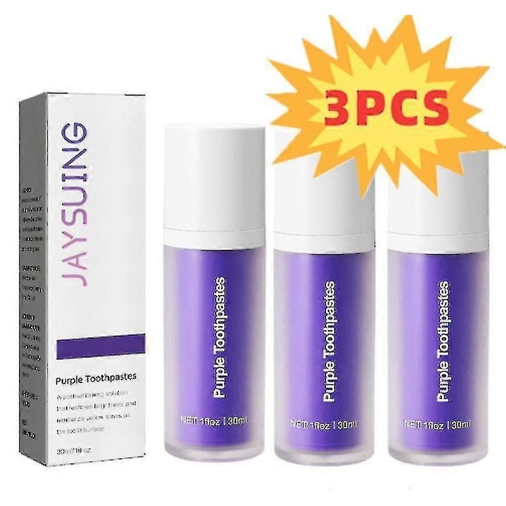 Jaysuing Purple Teeth Whitening fogkrém Eltávolítja a fogfoltokat, eltünteti a szájszagot, ápolja az ínyt, fehéríti a fogkrémet -8318644865049