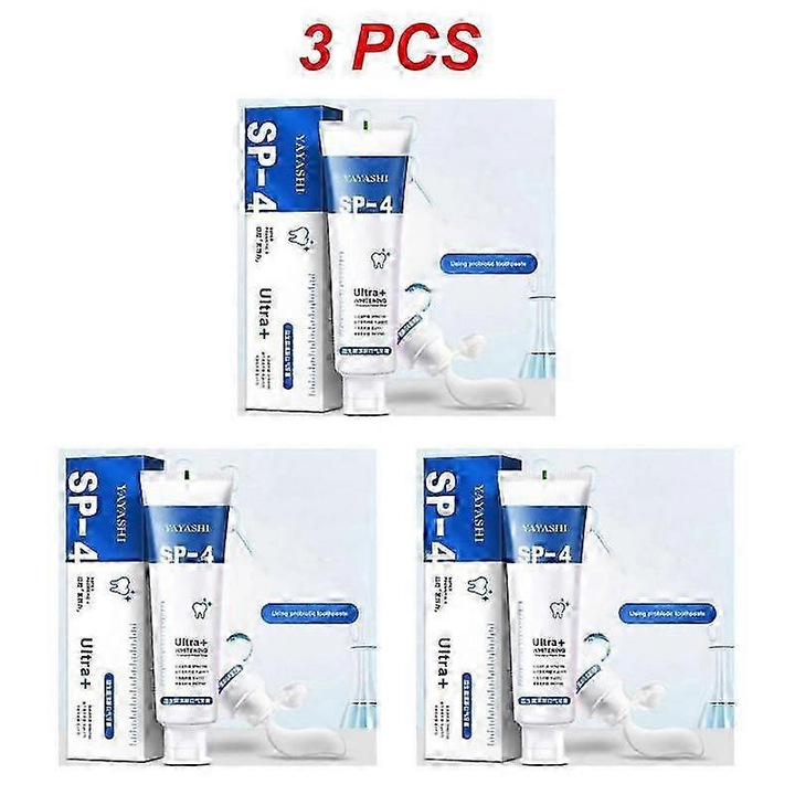 120 g Sp-4 probiotikus fehérítő fogkrém, folteltávolító Sp4 friss leheletet biztosító enzimes fogkrém, fogfehérítő kék 3 db