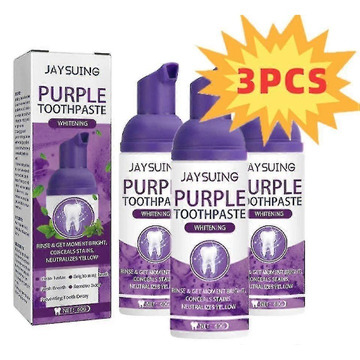 Jaysuing Purple Teeth Whitening fogkrém, mely fehéríti a fogakat, eltávolítja a fogfoltokat és semlegesíti a szájszagot. 1 db, 3 db -3059356833234