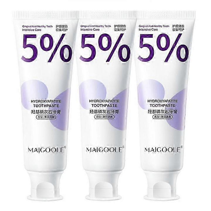 Hidroxiapatit fogkrém védi az ínyt, tisztítja a szájüreget, eltávolítja a sárgás elszíneződést, megelőzi a fogszuvasodást és felfrissíti a leheletet (3 db)