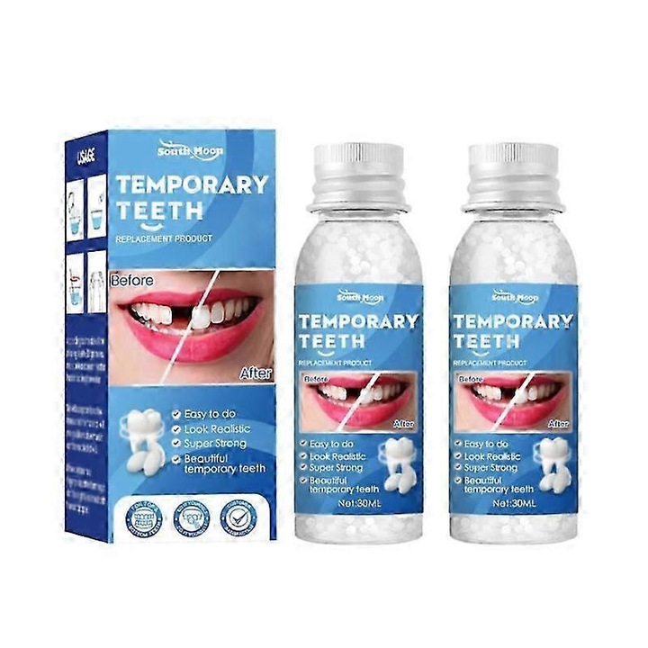 Fogjavító műfogak szilárd ragasztó fogfehérítő fogjavító készlet formázható hőszigetelő fogak pellet ragasztó fogápolás 2 db