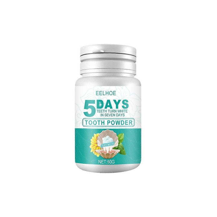 Eelhoe 5 napos szépség fogpor fehérítésre és tisztításra, fogak füstfoltok eltávolítására, friss lepedék tisztító fogpor 50g