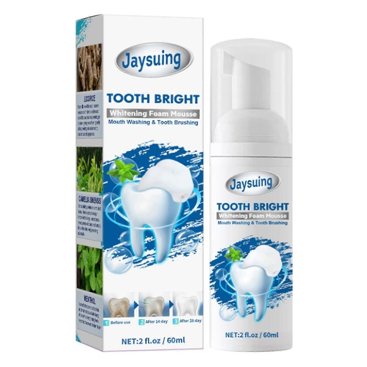 Jaysuing 60ml fogfehérítő hab szájmosó fogmosás folteltávolító fogjavító -3458451104346