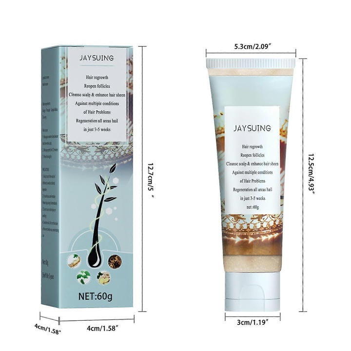 Scrub pentru scalp cu extracte din plante, tratament pentru cresterea parului, 100% ingrediente naturale, JAYSUING