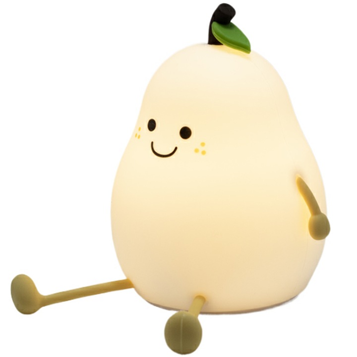 Lampa de veghe pentru copii AYSTOAYS®, portabila, 7 culori de LEDuri, reincarcabila USB, silicon BPA-free, touch-control, model para zambareata