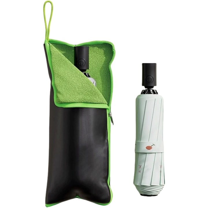 Multifunkcionális vízálló esernyőtároló zsák erős nedvszívó képességgel, könnyen hordozható, Zöld