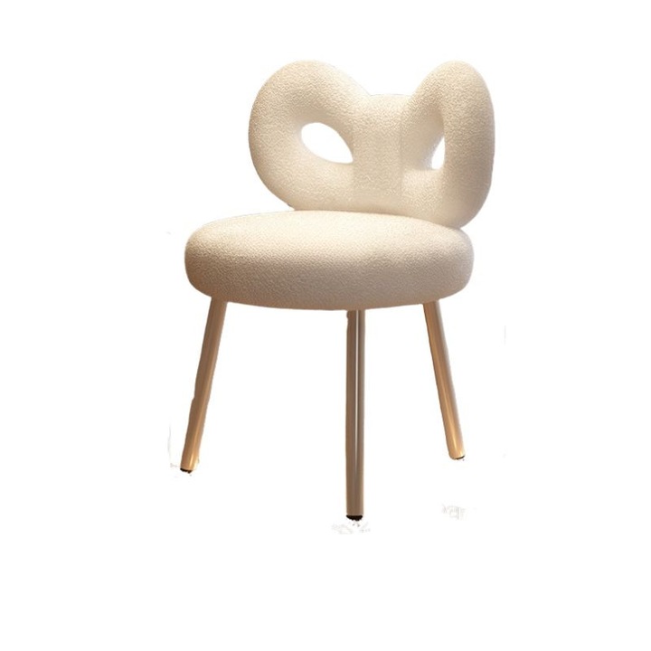 Scaun pentru masa de toaleta, Fundita, Tapitat, Metal/Textil, 43x33x67 cm