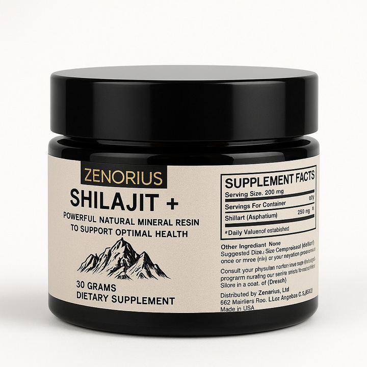 Rasina Pura de Shilajit, Zenorius, Supliment alimentar original, peste 84 minerale, 30g