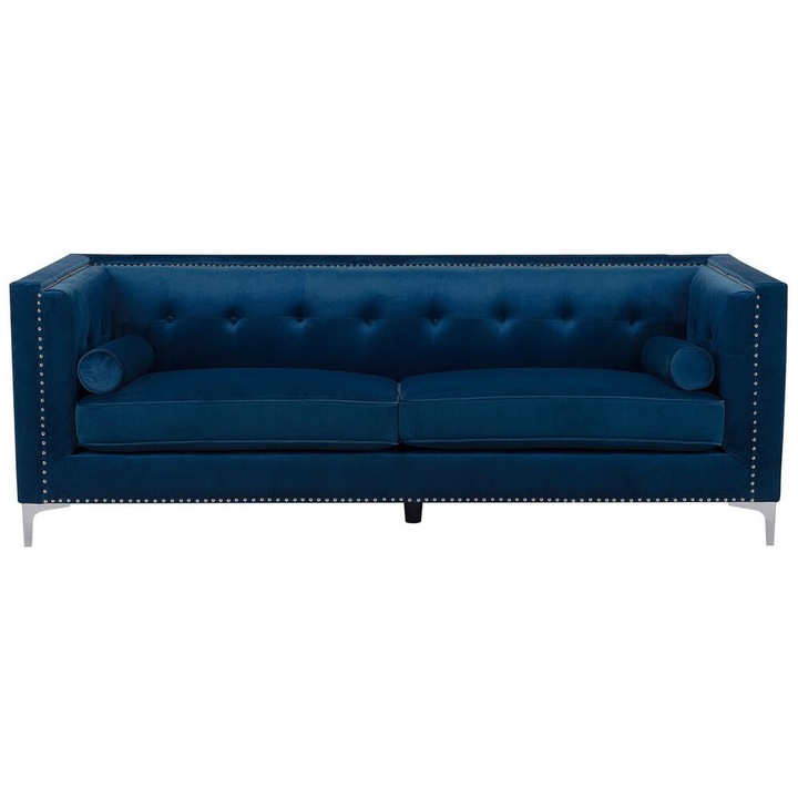 Canapea 3 locuri din catifea bleumarin Avaldsenes