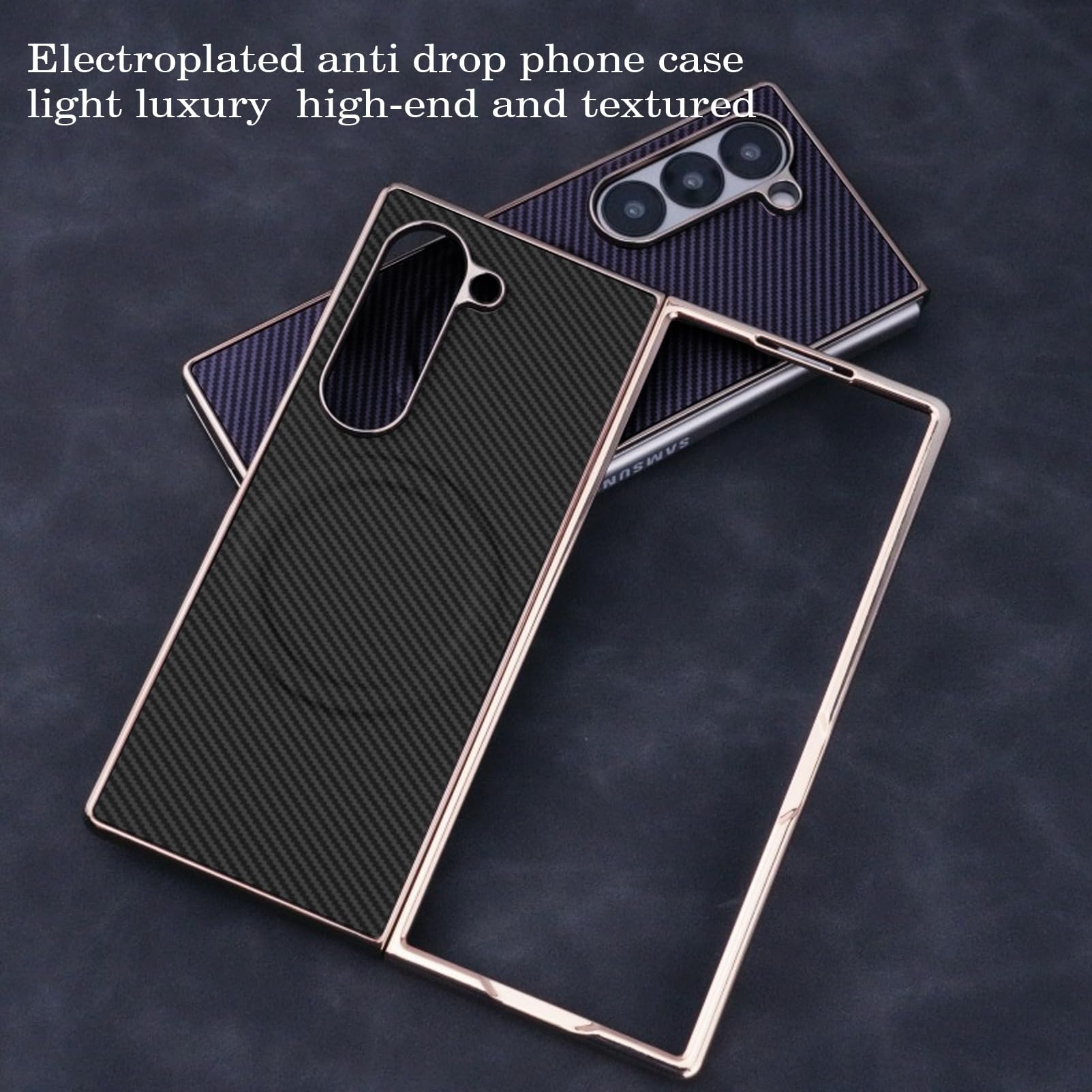 Husa pentru Samsung Galaxy Z Fold 7, Compatibil cu Magsafe, Design cu textura din fibra de carbon, captuseala din microfibra incorporata, carcasa din piele rezistenta la socuri pentru barbati si femei, carcasa subtire usoara pentru Galaxy Z Fold 7, Gri