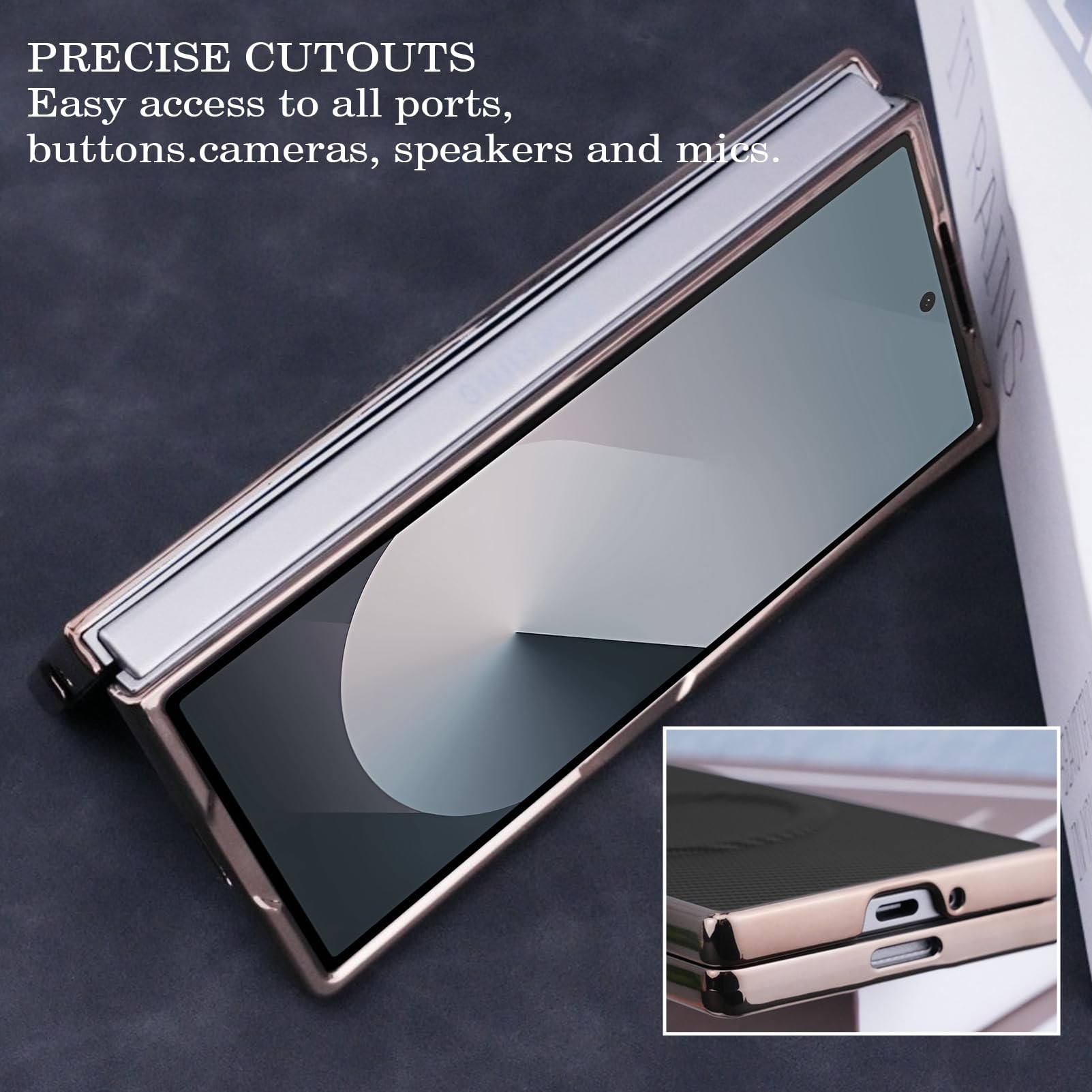 Husa pentru Samsung Galaxy Z Fold 7, Compatibil cu Magsafe, Design cu textura din fibra de carbon, captuseala din microfibra incorporata, carcasa din piele rezistenta la socuri pentru barbati si femei, carcasa subtire usoara pentru Galaxy Z Fold 7, Gri