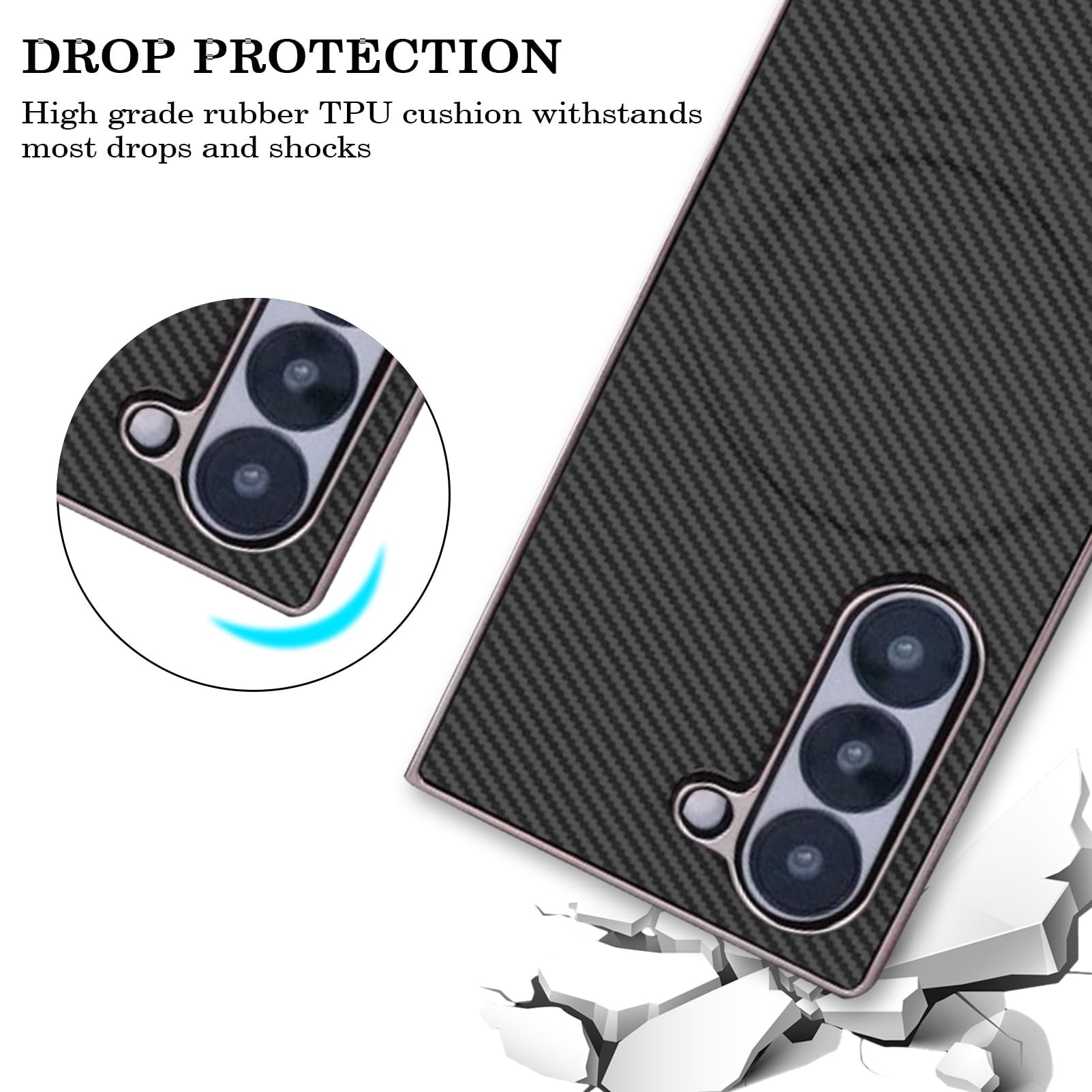 Husa pentru Samsung Galaxy Z Fold 7, Compatibil cu Magsafe, Design cu textura din fibra de carbon, captuseala din microfibra incorporata, carcasa din piele rezistenta la socuri pentru barbati si femei, carcasa subtire usoara pentru Galaxy Z Fold 7, Gri