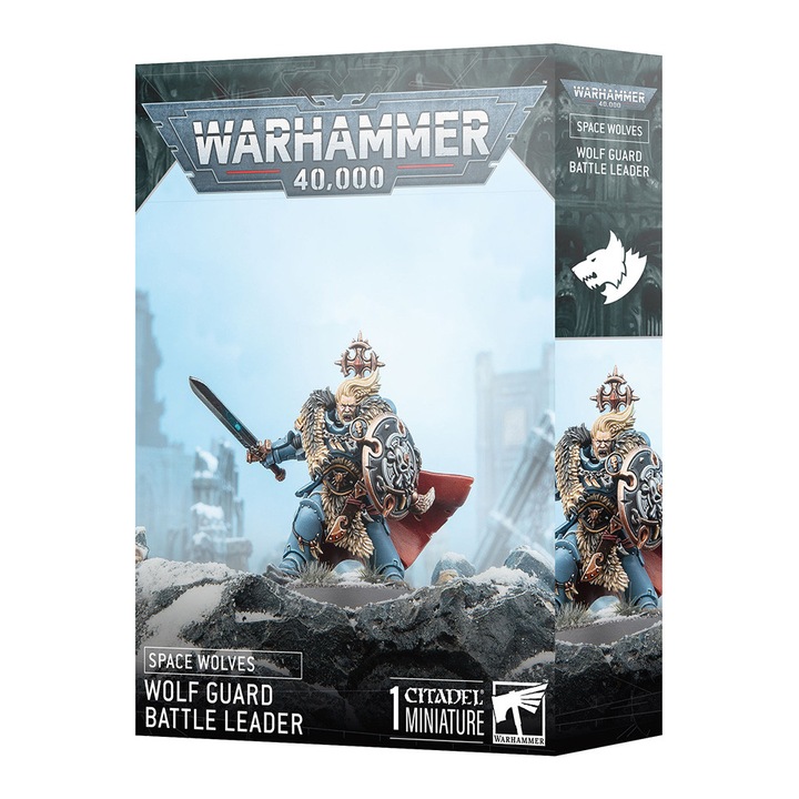 Extensie de joc Warhammer 40000, Wolf Guard Battle Leader Space Wolves, Games Workshop, 23 piese, gri