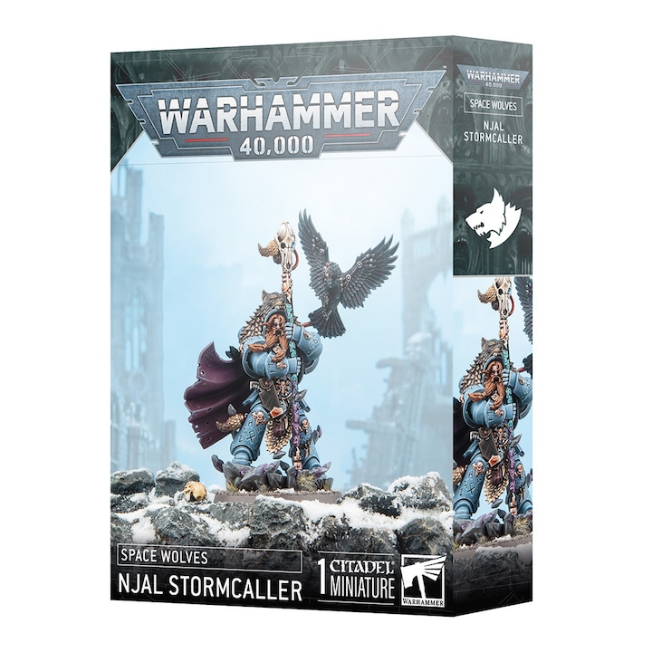 Extensie de joc Warhammer 40000, Njal Stormcaller Space Wolves, Games Workshop, 19 piese, gri