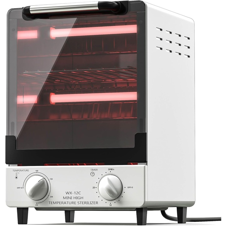 JoyNest Smartix Elite Professional UV стерилизатор 12L, 1000W, 250C, дезинфекциращ инструменти за маникюр, фризьорство, козметика, татуировки, UV и термална технология, CE сертификат, бял, метален корпус