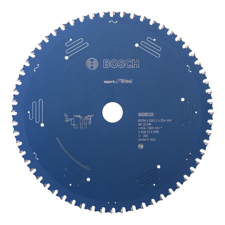 Panza fierastrau circular Bosch EXPERT for Steel, 254x25.4x2.6/2.2mm, 60 dinti