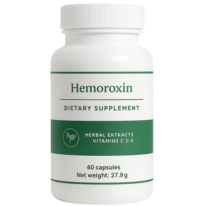 Supliment pentru hemoroizi, formula naturala, calmare durere si inflamatie, sprijin digestiv, Hemoroxin, 60 capsule