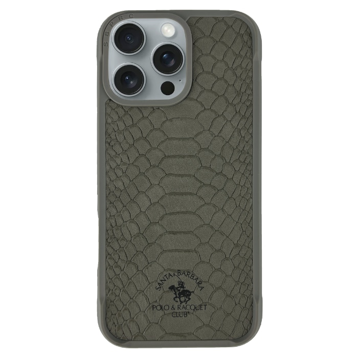 Husă Din Piele, Santa Barbara Polo & Racquet Club, Pentru Cu iPhone 16 Pro Max, Gri, Magsafe, Textură Premium, Protecție Ecran, Colțuri Întărite, Logo Elegant, Butoane Responsive, Lux