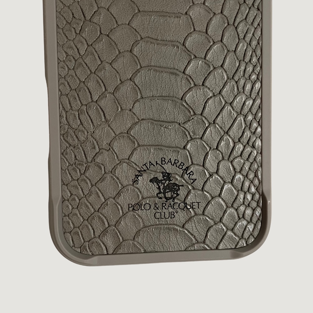 Husă Din Piele, Santa Barbara Polo & Racquet Club, Pentru Cu iPhone 16 Pro Max, Gri, Magsafe, Textură Premium, Protecție Ecran, Colțuri Întărite, Logo Elegant, Butoane Responsive, Lux