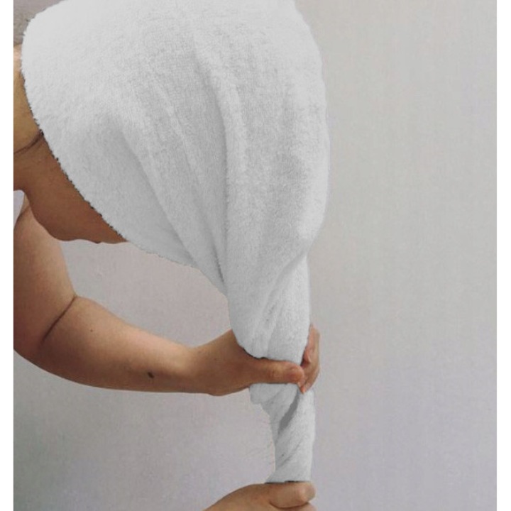 Prosop turban pentru păr, 4horeca, alb, 27x60cm, 100% bumbac, 400g/m²