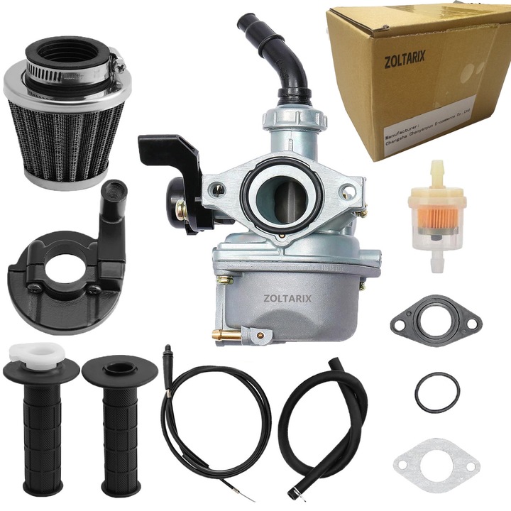 Carburator ATV PZ19 cu Filtru de Aer 35mm, ZOLTARIX, cu Manere clapeta de acceleratie, pentru Motoare 50cc 70cc 90cc 110cc 125cc pentru ATV Honda CRF Apollo TaoTao Baja Coolster SSR Xmotos X-Pro Thumpstar