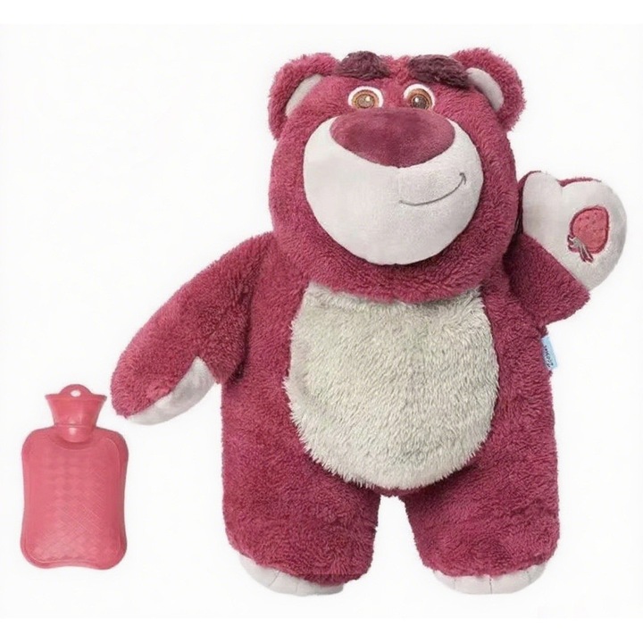 Perna pentru apa calda, Strawberry Bear, 500 ml, potrivita pentru incalzirea in timpul iernii, roz