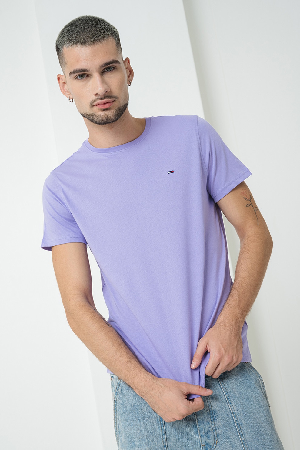 Tommy Jeans, Tricou slim fit de bumbac, Lila, M