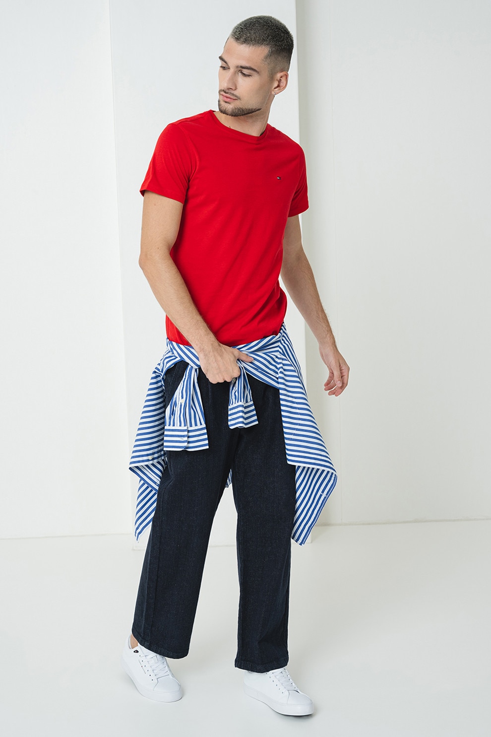 Tommy Jeans, Tricou slim fit de bumbac, Rosu, XL