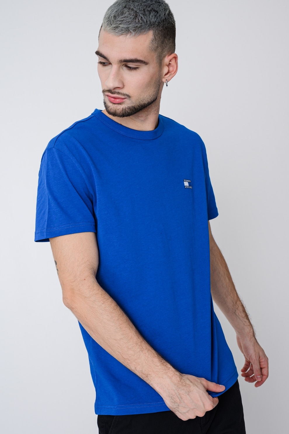 Tommy Jeans, Tricou regular fit de bumbac cu logo discret, Albastru ultramarin, 2XL