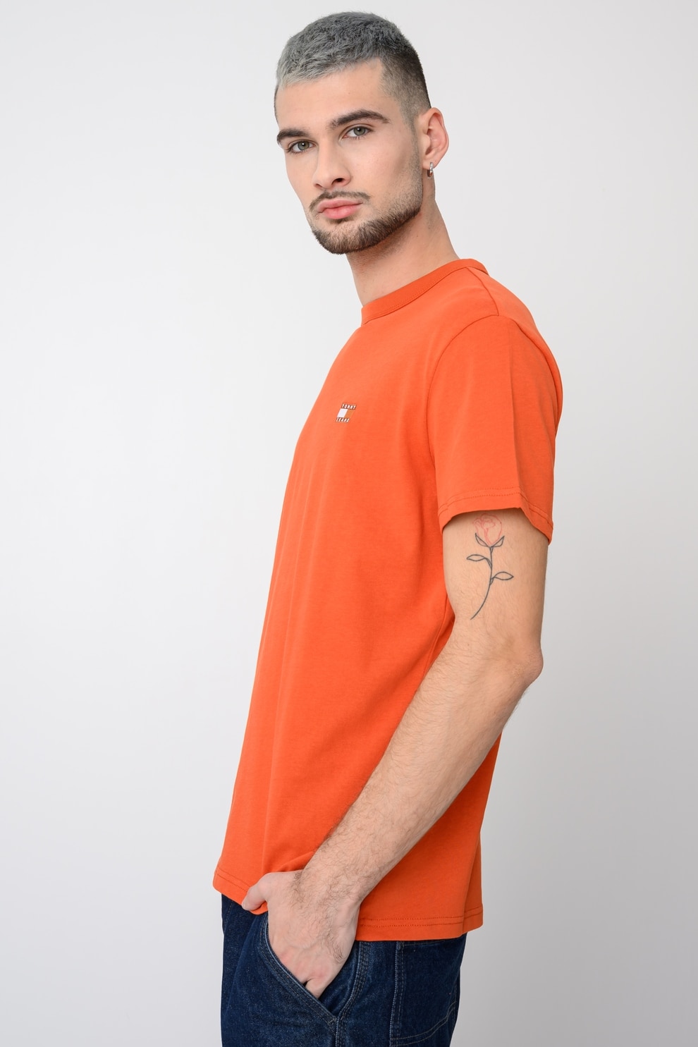 Tommy Jeans, Tricou regular fit de bumbac cu logo discret, Portocaliu mandarina, M