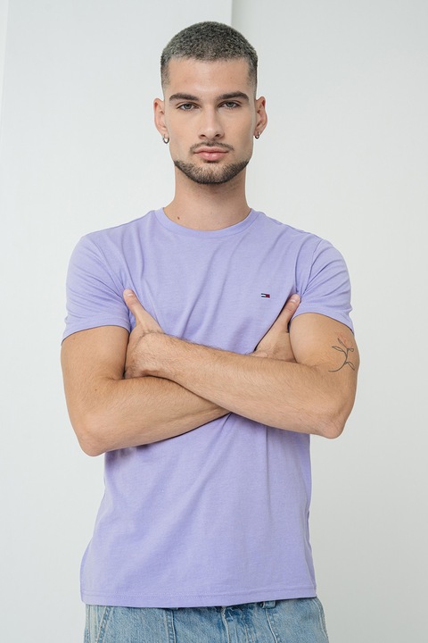 Tommy Jeans, Szűk fazonú póló, Halványlila