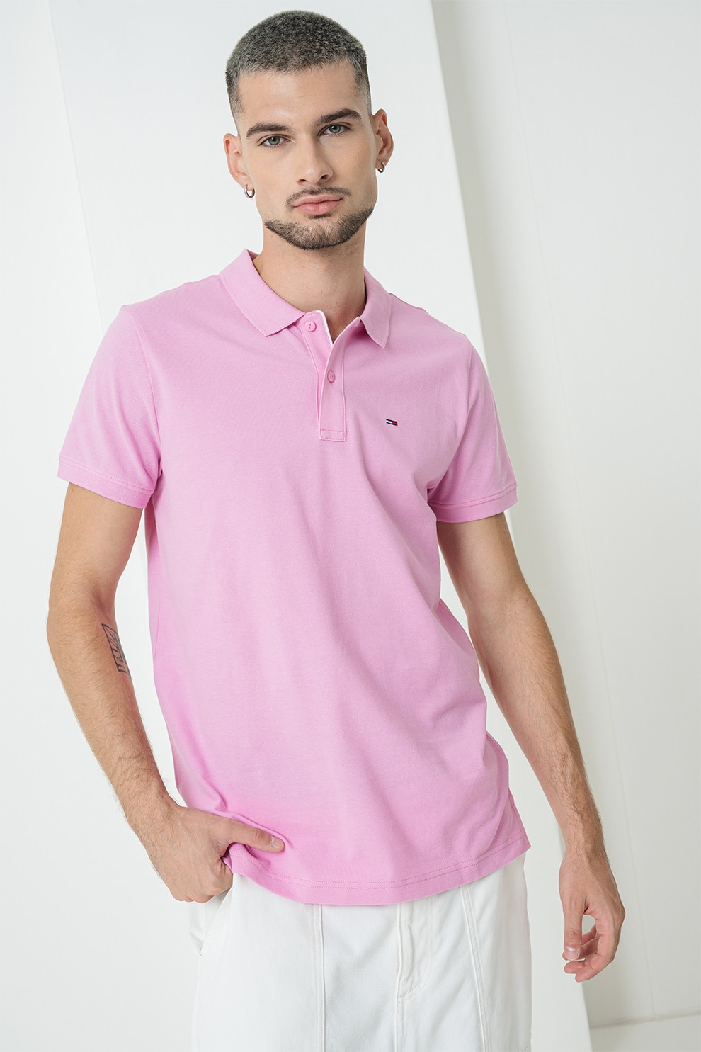 Tommy Jeans, Tricou polo slim fit de bumbac, Roz, S