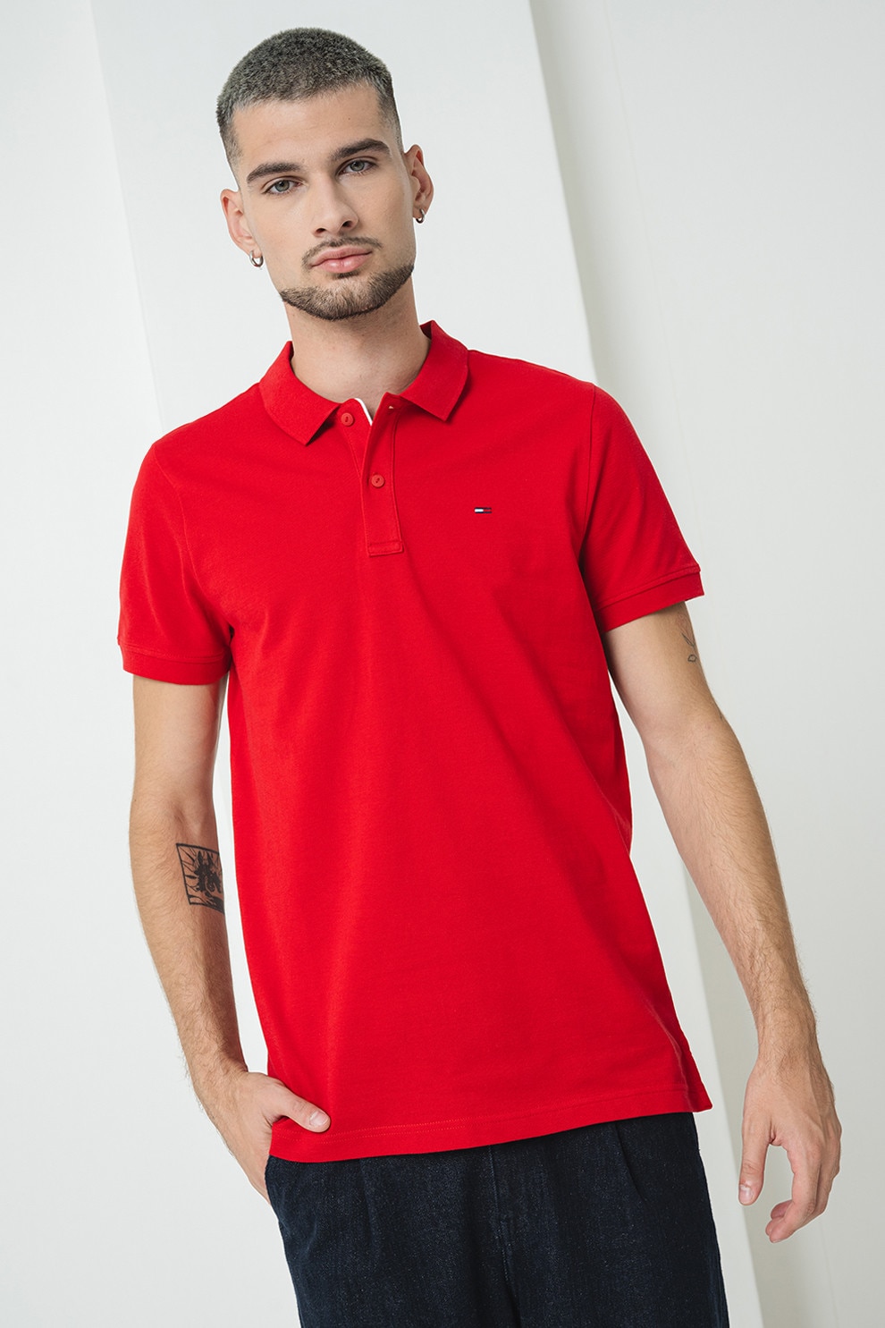 Tommy Jeans, Tricou polo slim fit de bumbac, Rosu, M