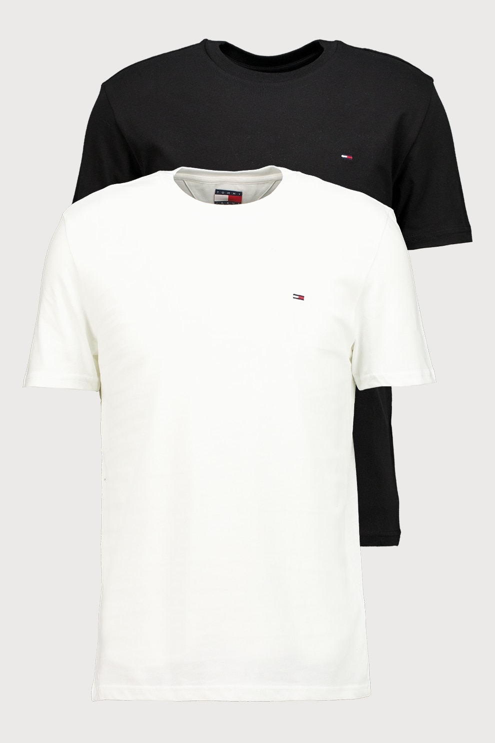 Tommy Jeans, Set de tricouri slim fit din bumbac - 2 piese, Negru stins, Alb optic, 2XL