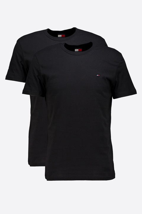 Tommy Jeans, Set de tricouri extra slim fit - 2 piese, Negru/Negru stins